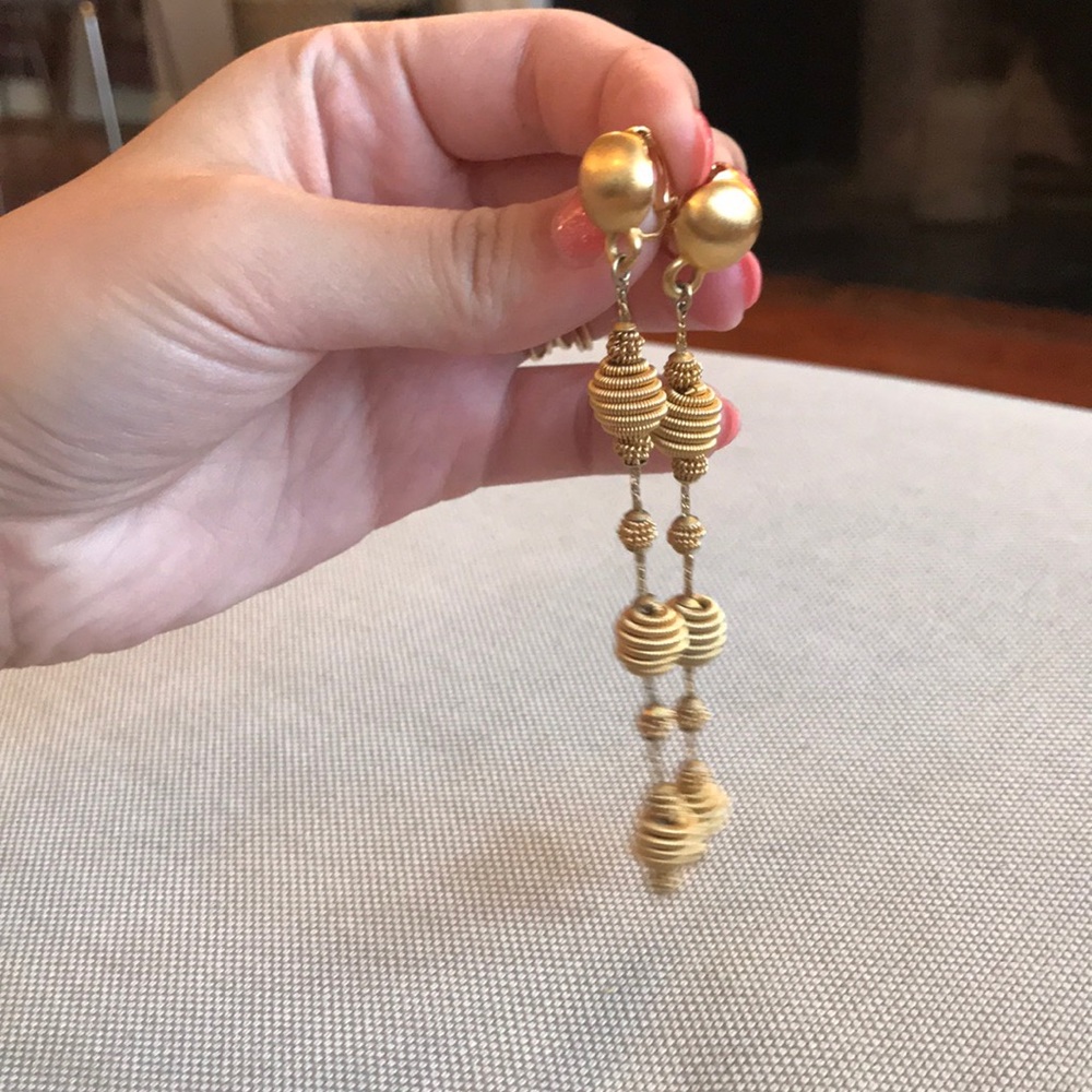 Vintage clip dangling earrings